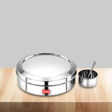 AVIAS Stainless Steel Elegant Spice box/Organiser with SS lid for kitchen